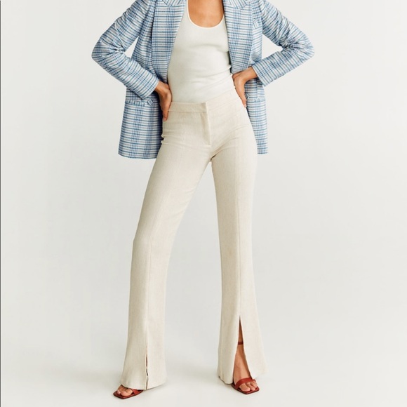 Mango Pants - Mango Cream High-Waist Straight Pants